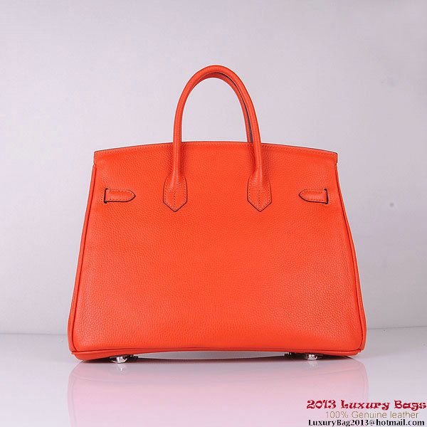 Hermes Birkin 35CM Tote Bag Orange Clemence Leather H6089 Silver Hermes Birkin 35CM Tote Bag Orange Clemence Leather H6089 Silver