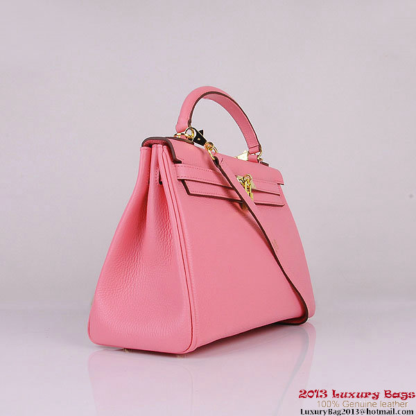 Hermes Kelly 32cm Shoulder Bags Pink Clemence Leather Gold Hermes Kelly 32cm Shoulder Bags Pink Clemence Leather Gold