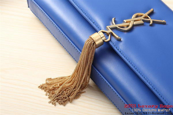 Yves Saint Laurent Classic Monogramme Tassel Clutch Bag Y041 Blue Yves Saint Laurent Classic Monogramme Tassel Clutch Bag Y041 Blue
