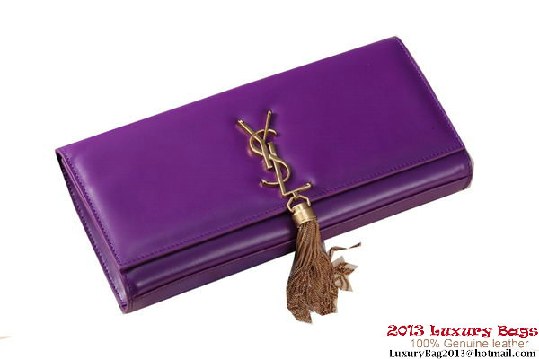 Yves Saint Laurent Classic Monogramme Tassel Clutch Bag Y041 Purple