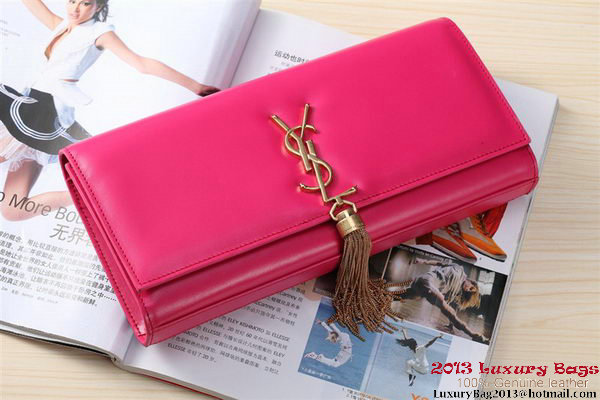 Yves Saint Laurent Classic Monogramme Tassel Clutch Bag Y041 Rose Yves Saint Laurent Classic Monogramme Tassel Clutch Bag Y041 Rose