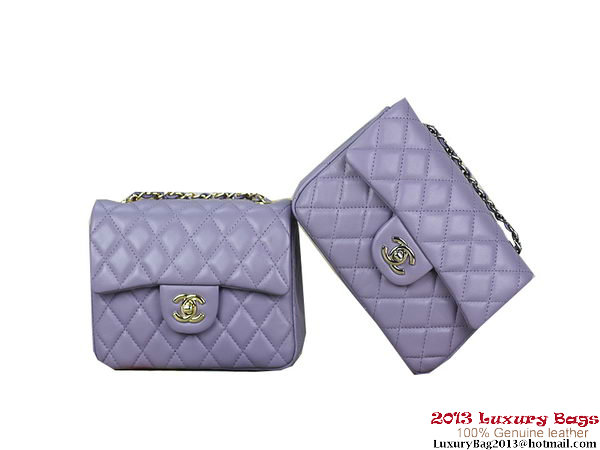 Chanel 1115 mini Classic Flap Bag Sheepskin Leather Violet