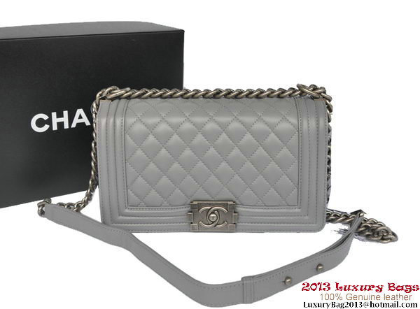 Boy Chanel Flap Shoulder Bag Original Sheepskin Leather A67086 Gray