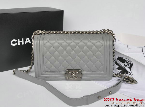 Boy Chanel Flap Shoulder Bag Original Sheepskin Leather A67086 Gray Boy Chanel Flap Shoulder Bag Original Sheepskin Leather A67086 Gray