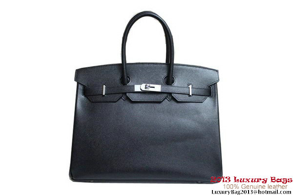 Hermes Birkin 35CM Tote Bag Black Clemence Leather H6089 Silver/Gold