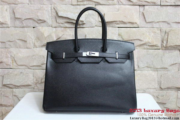 Hermes Birkin 35CM Tote Bag Black Clemence Leather H6089 Silver/Gold Hermes Birkin 35CM Tote Bag Black Clemence Leather H6089 Silver/Gold