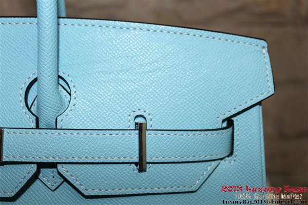 Hermes Birkin 35CM Tote Bag Light Blue Palm Pattern Leather H6089 Silver Hermes Birkin 35CM Tote Bag Light Blue Palm Pattern Leather H6089 Silver
