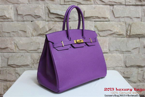 Hermes Birkin 35CM Tote Bag Purple Clemence Leather H6089 Gold Hermes Birkin 35CM Tote Bag Purple Clemence Leather H6089 Gold