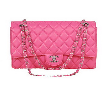 Chanel Classic Flap Bag 1113 Rose Sheepskin Silver Chanel Classic Flap Bag 1113 Rose Sheepskin Silver