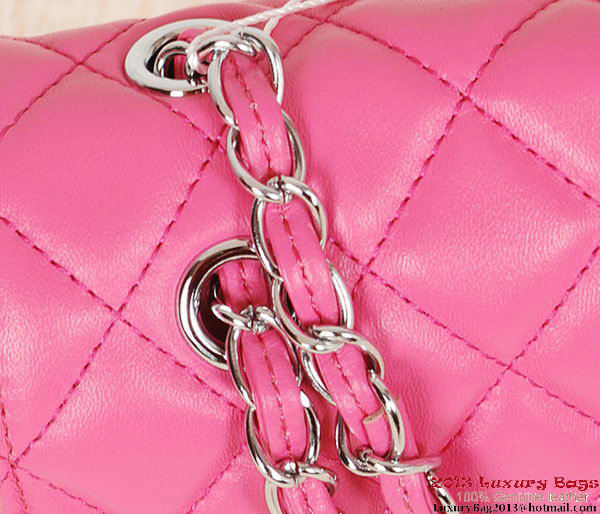 Chanel Classic Flap Bag 1113 Rose Sheepskin Silver Chanel Classic Flap Bag 1113 Rose Sheepskin Silver