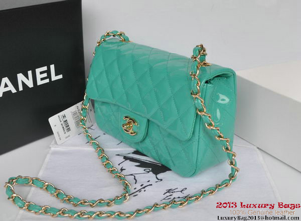 Chanel Classic Flap Bags Light Green Original Patent Leather A1116 Gold Chanel Classic Flap Bags Light Green Original Patent Leather A1116 Gold