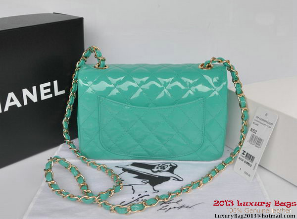 Chanel Classic Flap Bags Light Green Original Patent Leather A1116 Gold Chanel Classic Flap Bags Light Green Original Patent Leather A1116 Gold