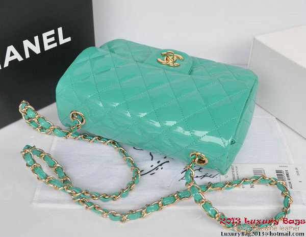 Chanel Classic Flap Bags Light Green Original Patent Leather A1116 Gold Chanel Classic Flap Bags Light Green Original Patent Leather A1116 Gold