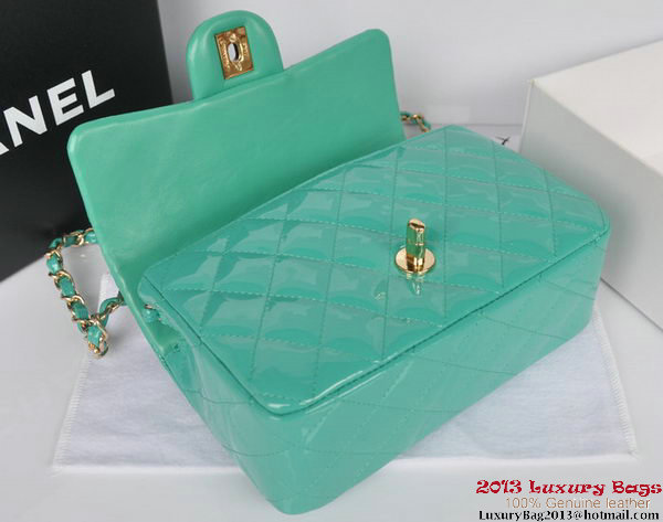 Chanel Classic Flap Bags Light Green Original Patent Leather A1116 Gold Chanel Classic Flap Bags Light Green Original Patent Leather A1116 Gold