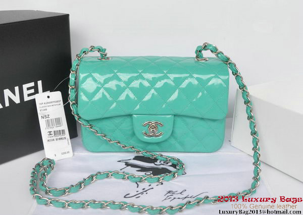 Chanel Classic Flap Bags Light Green Original Patent Leather A1116 Silver Chanel Classic Flap Bags Light Green Original Patent Leather A1116 Silver