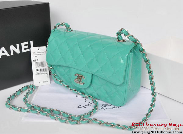 Chanel Classic Flap Bags Light Green Original Patent Leather A1116 Silver Chanel Classic Flap Bags Light Green Original Patent Leather A1116 Silver