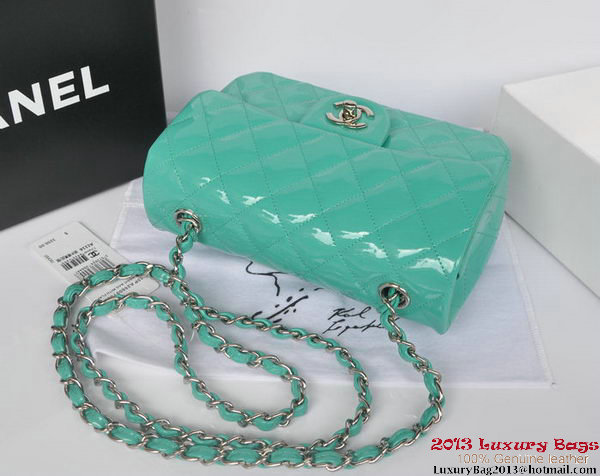 Chanel Classic Flap Bags Light Green Original Patent Leather A1116 Silver Chanel Classic Flap Bags Light Green Original Patent Leather A1116 Silver