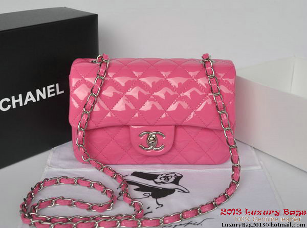 Chanel Classic Flap Bags Rose Original Patent Leather A1116 Silver Chanel Classic Flap Bags Rose Original Patent Leather A1116 Silver