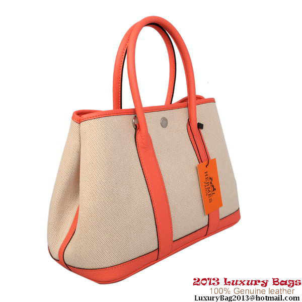 Hermes Garden Party 30CM Bag Canvas Leather A1288 Light Red Hermes Garden Party 30CM Bag Canvas Leather A1288 Light Red