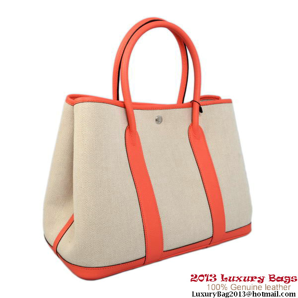 Hermes Garden Party 36CM Bag Canvas Leather A1288 Light Red Hermes Garden Party 36CM Bag Canvas Leather A1288 Light Red