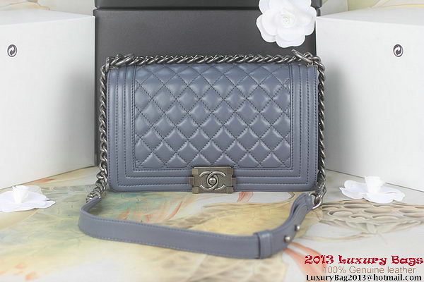 Boy Chanel Flap Shoulder Bag Original Sheepskin Leather A67025 Gray Boy Chanel Flap Shoulder Bag Original Sheepskin Leather A67025 Gray