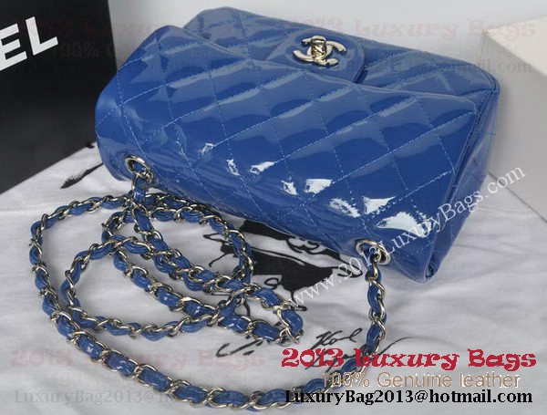 Chanel Classic Flap Bags Blue Original Patent Leather A1116 Silver Chanel Classic Flap Bags Blue Original Patent Leather A1116 Silver