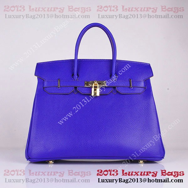 Hermes Birkin 35CM Tote Bag Blue Clemence Leather H6089 Gold Hermes Birkin 35CM Tote Bag Blue Clemence Leather H6089 Gold