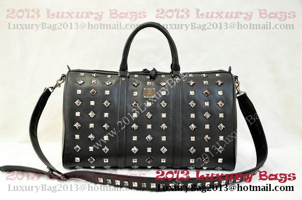 MCM Stark Weekender Medium Boston Bag in Black Calfskin MCM Stark Weekender Medium Boston Bag in Black Calfskin