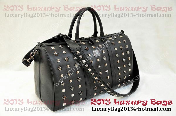 MCM Stark Weekender Medium Boston Bag in Black Calfskin MCM Stark Weekender Medium Boston Bag in Black Calfskin