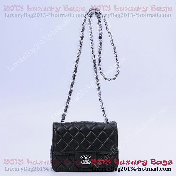 Chanel mini Classic Flap Bag Black Sheekskin 1115 Silver Chanel mini Classic Flap Bag Black Sheekskin 1115 Silver