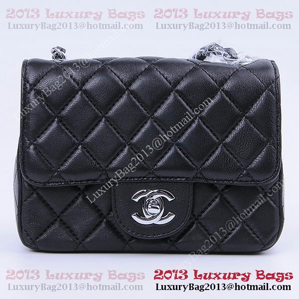 Chanel mini Classic Flap Bag Black Sheekskin 1115 Silver Chanel mini Classic Flap Bag Black Sheekskin 1115 Silver