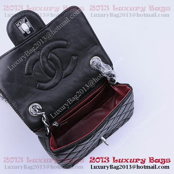 Chanel mini Classic Flap Bag Black Sheekskin 1115 Silver Chanel mini Classic Flap Bag Black Sheekskin 1115 Silver