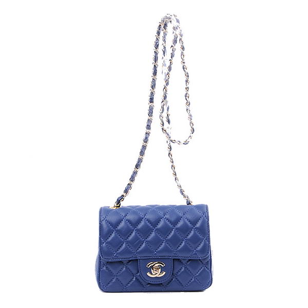 Chanel mini Classic Flap Bag RoyalBlue Sheekskin 1115 Gold