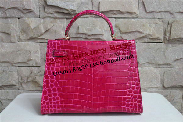 Hermes Kelly 32cm Shoulder Bag Rose Croco Patent Leather K32 Gold Hermes Kelly 32cm Shoulder Bag Rose Croco Patent Leather K32 Gold