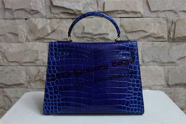 Hermes Kelly 32cm Shoulder Bag Blue Croco Patent Leather K32 Silver Hermes Kelly 32cm Shoulder Bag Blue Croco Patent Leather K32 Silver