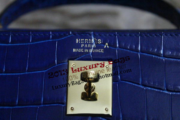 Hermes Kelly 32cm Shoulder Bag Blue Croco Patent Leather K32 Silver Hermes Kelly 32cm Shoulder Bag Blue Croco Patent Leather K32 Silver