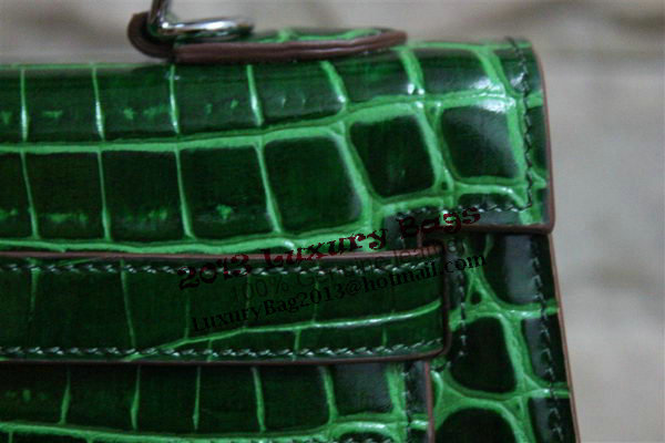 Hermes Kelly 32cm Shoulder Bag Green Croco Patent Leather K32 Silver Hermes Kelly 32cm Shoulder Bag Green Croco Patent Leather K32 Silver