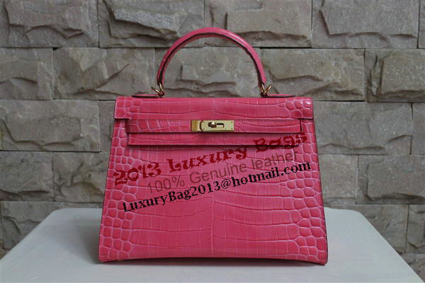 Hermes Kelly 32cm Shoulder Bag Pink Croco Patent Leather K32 Gold Hermes Kelly 32cm Shoulder Bag Pink Croco Patent Leather K32 Gold