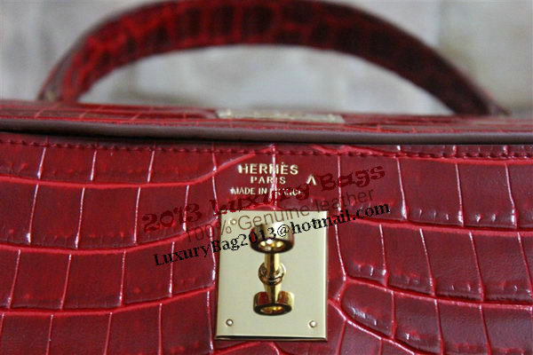 Hermes Kelly 32cm Shoulder Bag Red Croco Patent Leather K32 Gold Hermes Kelly 32cm Shoulder Bag Red Croco Patent Leather K32 Gold
