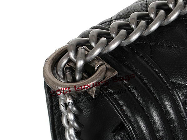 Chanel A67086 Black Lambskin Leather Le Boy Flap Shoulder Bag Chanel A67086 Black Lambskin Leather Le Boy Flap Shoulder Bag