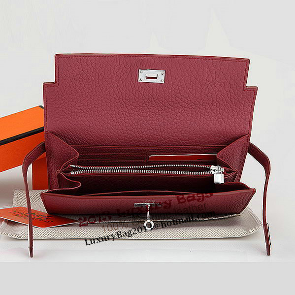Hermes Kelly Original Leather Bi-Fold Wallet A708 Burgundy Hermes Kelly Original Leather Bi-Fold Wallet A708 Burgundy
