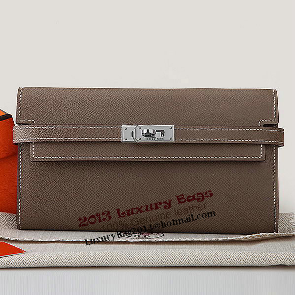 Hermes Kelly Original Saffiano Leather Bi-Fold Wallet A708 Dark Gray Hermes Kelly Original Saffiano Leather Bi-Fold Wallet A708 Dark Gray