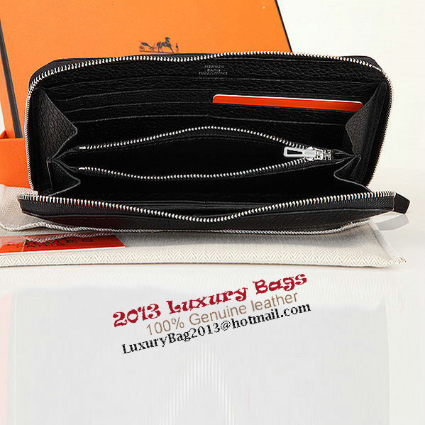 Hermes Zipper Wallet Original Leather A309 Black Hermes Zipper Wallet Original Leather A309 Black
