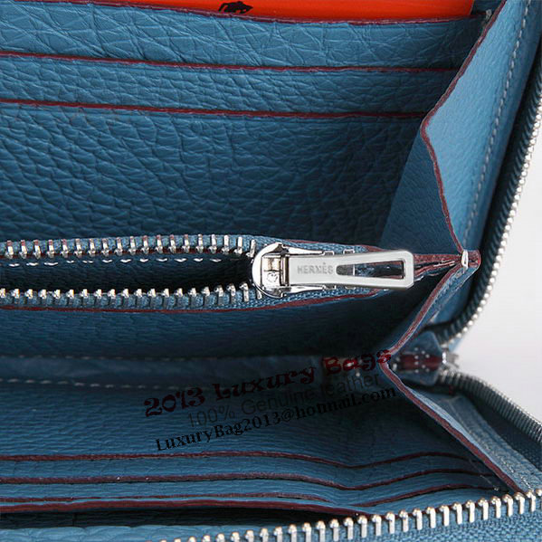 Hermes Zipper Wallet Original Leather A309 Light Blue Hermes Zipper Wallet Original Leather A309 Light Blue