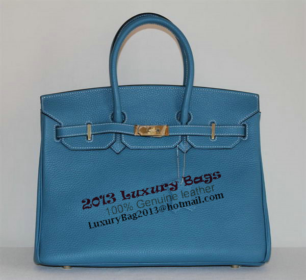 Hermes Birkin 35CM Tote Bag Light Blue Clemence Leather H6089 Gold Hermes Birkin 35CM Tote Bag Light Blue Clemence Leather H6089 Gold