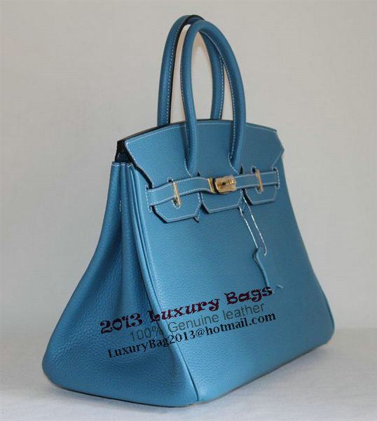 Hermes Birkin 35CM Tote Bag Light Blue Clemence Leather H6089 Gold Hermes Birkin 35CM Tote Bag Light Blue Clemence Leather H6089 Gold