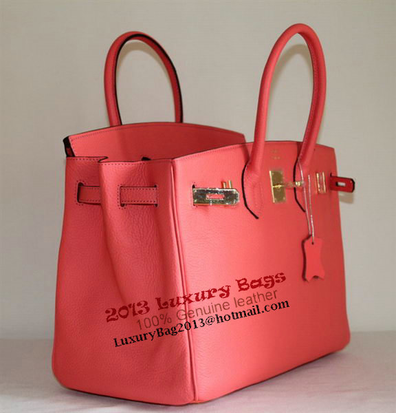 Hermes Birkin 35CM Tote Bag Light Red Clemence Leather H6089 Gold Hermes Birkin 35CM Tote Bag Light Red Clemence Leather H6089 Gold