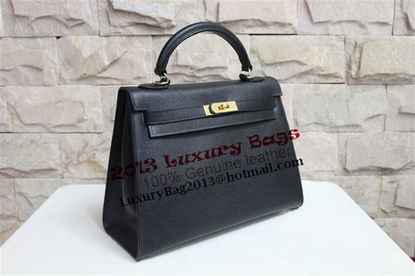 Hermes Kelly 32cm Shoulder Bag Black Saffiano Leather K32 Gold Hermes Kelly 32cm Shoulder Bag Black Saffiano Leather K32 Gold