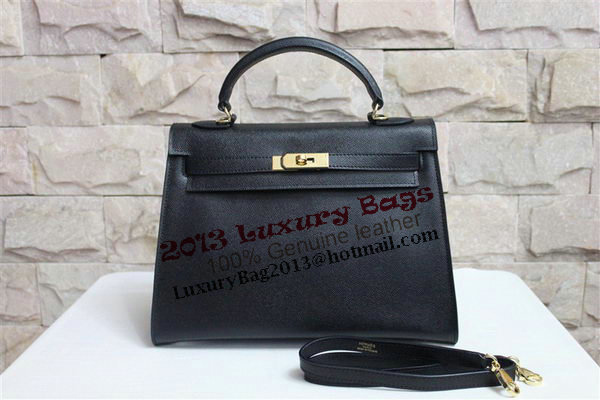 Hermes Kelly 32cm Shoulder Bag Black Saffiano Leather K32 Gold Hermes Kelly 32cm Shoulder Bag Black Saffiano Leather K32 Gold