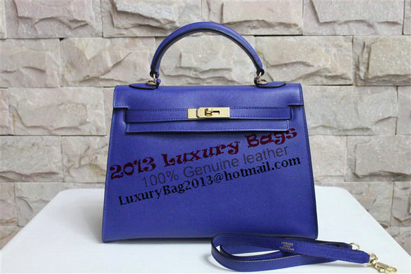 Hermes Kelly 32cm Shoulder Bag Blue Saffiano Leather K32 Gold Hermes Kelly 32cm Shoulder Bag Blue Saffiano Leather K32 Gold